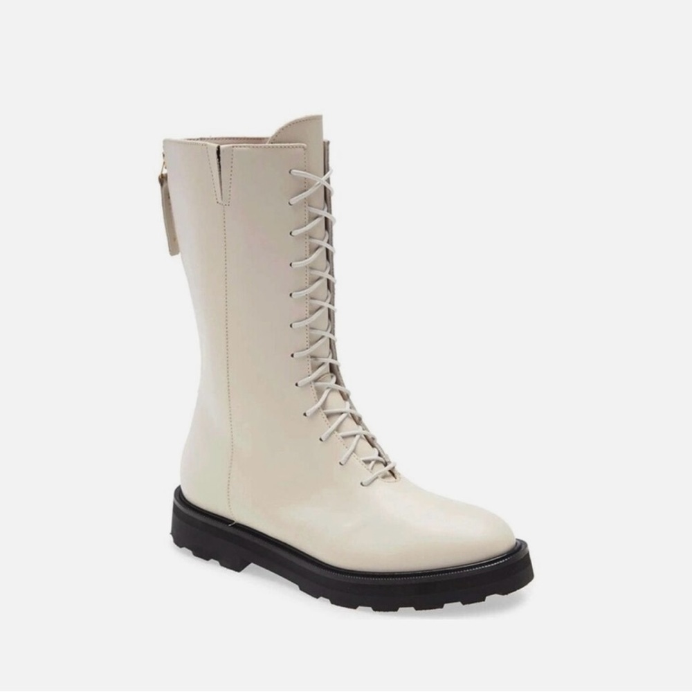 Women's Cream Combat Boots